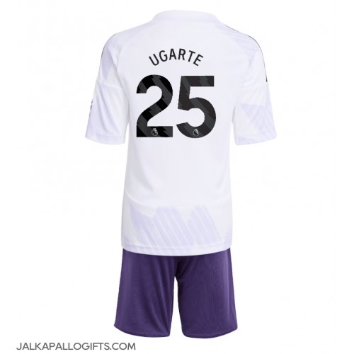 Manchester United Manuel Ugarte #25 Vieras Peliasu Lasten 2025-26 Lyhythihainen (+ Lyhyet housut)